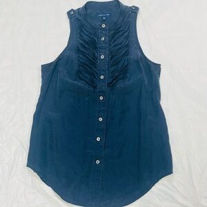 MARTIN + OSA Women’s Navy 100% Silk Tuxedo Top Blouse Size 2 Anthropologie